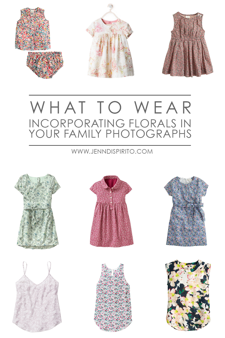 what to wear in your family photographs incorporating floral patterns in your family photos